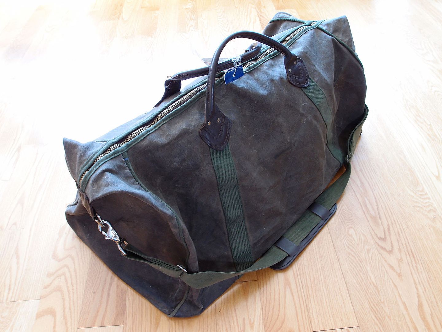 Vintage Ll Bean Waxed Canvas Duffle Bag Xl Big Shoulder Strap Backpack Tote Ebay 2550